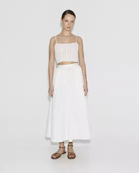 Юбка миди из хлопка молочного цвета