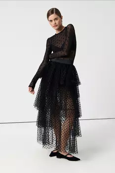 Юбка миди из сетки черного цвета