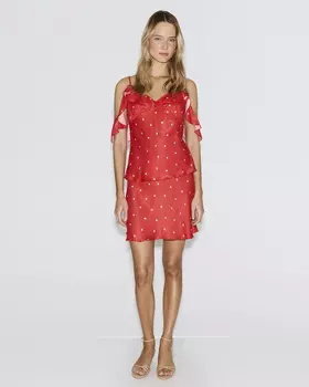 Юбка мини из вискозы с принтом красного цвета