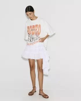 Юбка мини с ярусами белого цвета