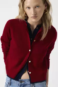 Кардиган двухслойный красного цвета