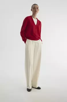 Кардиган из шерсти мериноса алого цвета