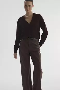 Кардиган из шерсти мериноса шоколадного цвета