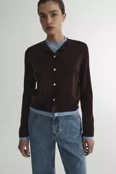 Кардиган из смесовой шерсти шоколадного цвета