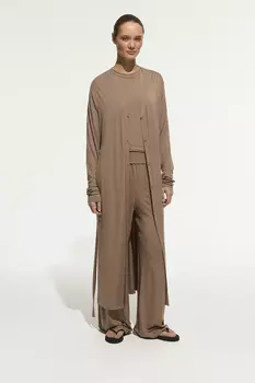 Кардиган из тонкого трикотажа кофейного цвета