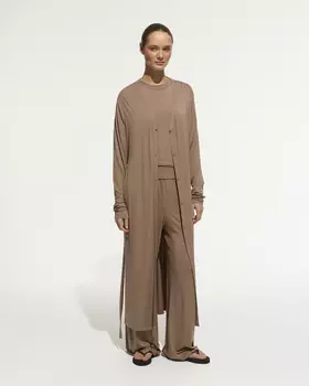 Кардиган из тонкого трикотажа кофейного цвета