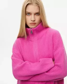Кардиган на молнии розового цвета