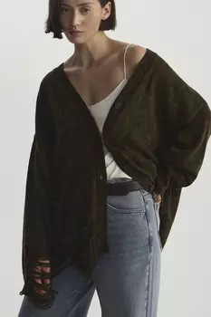 Кардиган с принтом «Змея» цвета хаки