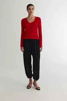 Кардиган с V-образным вырезом алого цвета