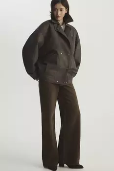 Куртка-бомбер из экозамши коричневого цвета