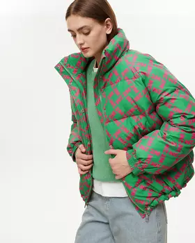 Куртка утепленная с принтом 2М зеленого цвета