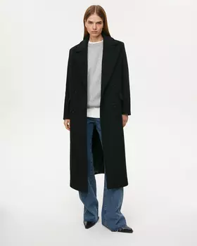 Пальто двубортное черного цвета