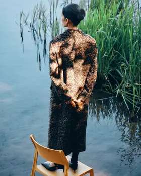 Пальто однобортное с леопардовым принтом