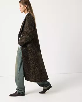 Пальто однобортное с леопардовым принтом
