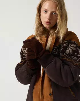 Перчатки из шерсти мериноса шоколадного цвета