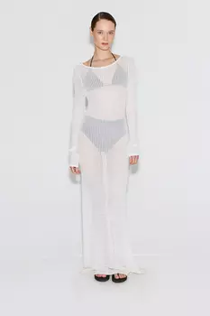 Платье ажурное с открытой спиной молочного цвета