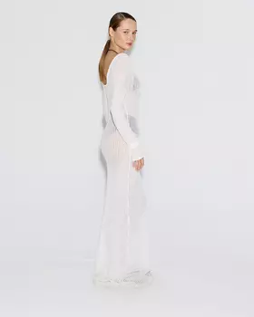 Платье ажурное с открытой спиной молочного цвета