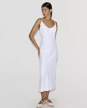 Платье-комбинация миди белого цвета