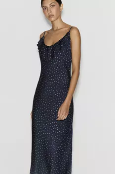 Платье-комбинация миди синего цвета