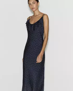 Платье-комбинация миди синего цвета