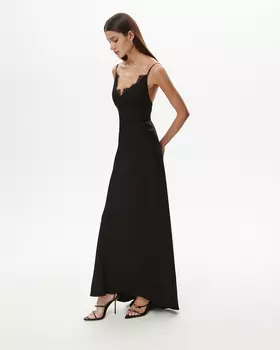 Платье-комбинация с кружевом черного цвета