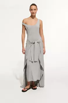Платье-майка из тонкого трикотажа серого цвета
