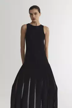 Платье макси из плотной вискозы черного цвета