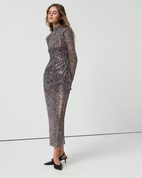 Платье макси с пайетками и леопардовым принтом