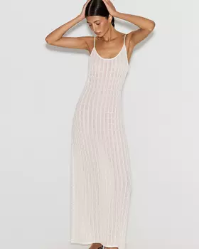 Платье миди ажурное светло-розового цвета