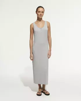 Платье миди из тонкого трикотажа серого цвета