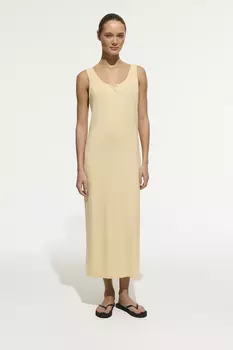 Платье миди из тонкого трикотажа желтого цвета