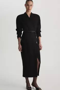 Платье миди с длинным рукавом черного цвета