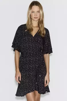 Платье мини на запах черного цвета