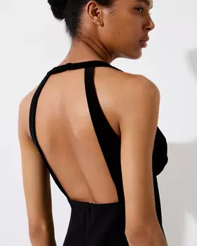 Платье мини с бархатным лифом черного цвета