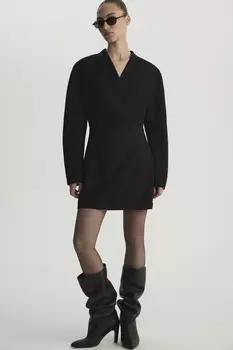 Платье мини с длинным рукавом черного цвета