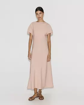 Платье со льном розового цвета