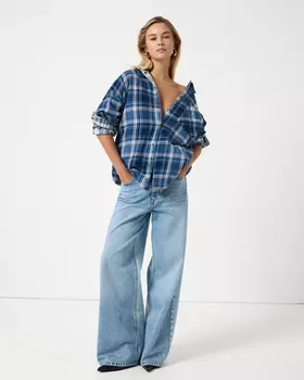 Рубашка двухсторонняя с эффектом варки синего цвета