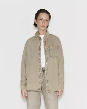 Рубашка из денима бежевого цвета