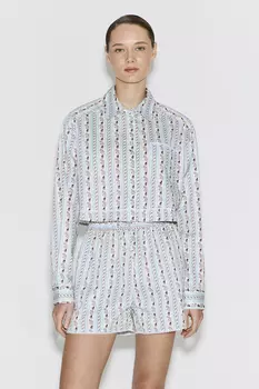 Рубашка из хлопка с принтом голубого цвета