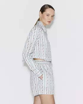 Рубашка из хлопка с принтом голубого цвета