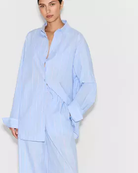 Рубашка из хлопка в полоску голубого цвета