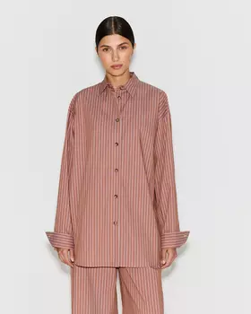 Рубашка из хлопка в полоску шоколадного цвета