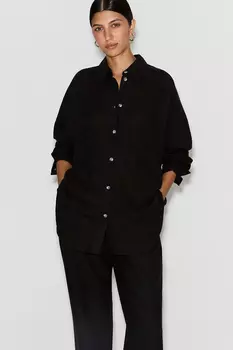 Рубашка изо льна черного цвета