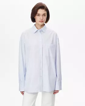 Рубашка объемная в полоску голубого цвета