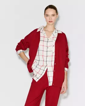 Рубашка в клетку молочного цвета