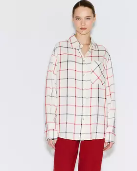 Рубашка в клетку молочного цвета