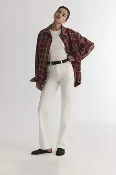 Рубашка в клетку с эффектом варки красного цвета