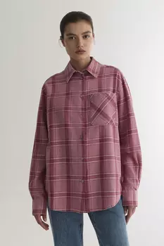 Рубашка в клетку с эффектом варки розового цвета