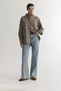 Рубашка в клетку серо-бежевого цвета