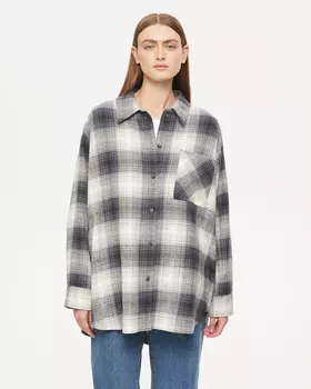 Рубашка в клетку серо-голубого цвета